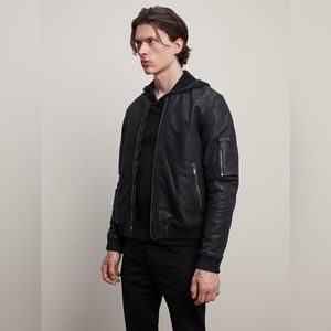 John Varvatos Leather Bomber Jacket “Rodney Flight Jacket”